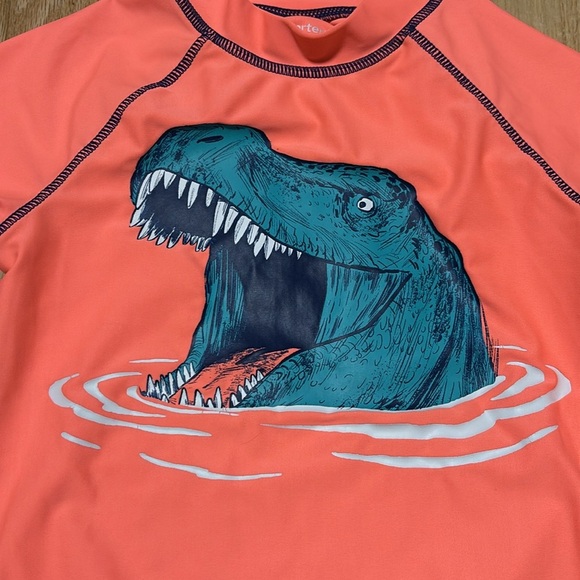 Carter's Kids Dinosaur T-Rex Rash Guard Shirt Swim Top Size 4 - Picture 2 of 6